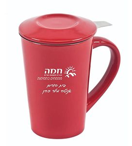 כוס פורצלן עם מכסה ורשת